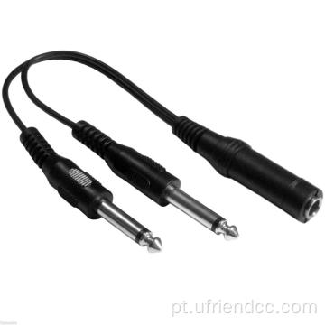 Mono Plug Jack Dual Jack fêmea adaptador de fêmea Cabo